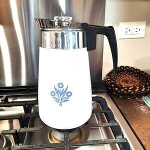 Vintage Corning Ware Blue Cornflower 9 Cup Porcelain Pot w/ Lid Complete